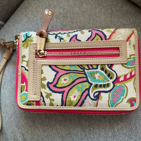 Spartina 449 Cream and Pink Wristlet Clutch - Picture 2 of 3